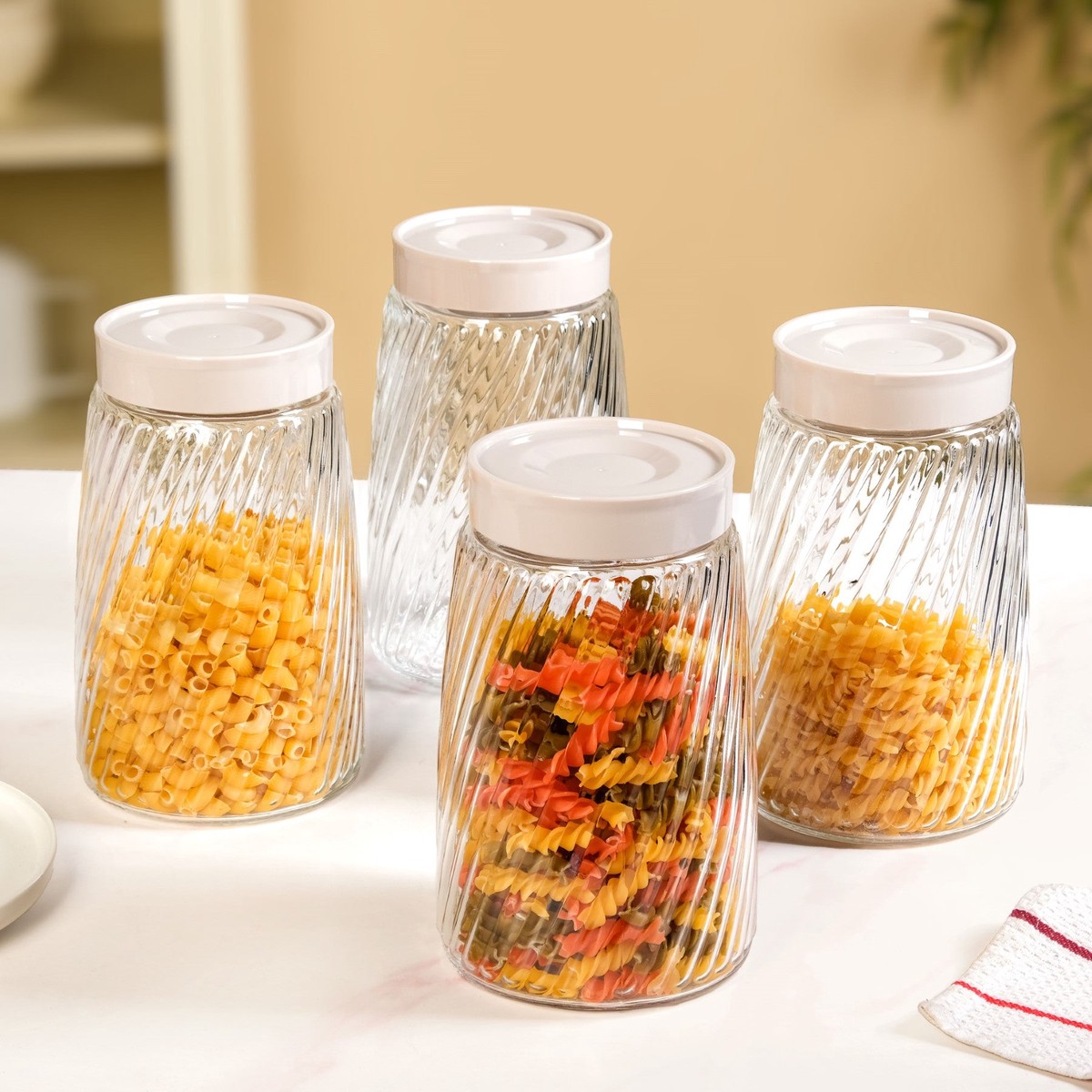 Tall Swirl Jar With Lid Set Of 4 1700ml