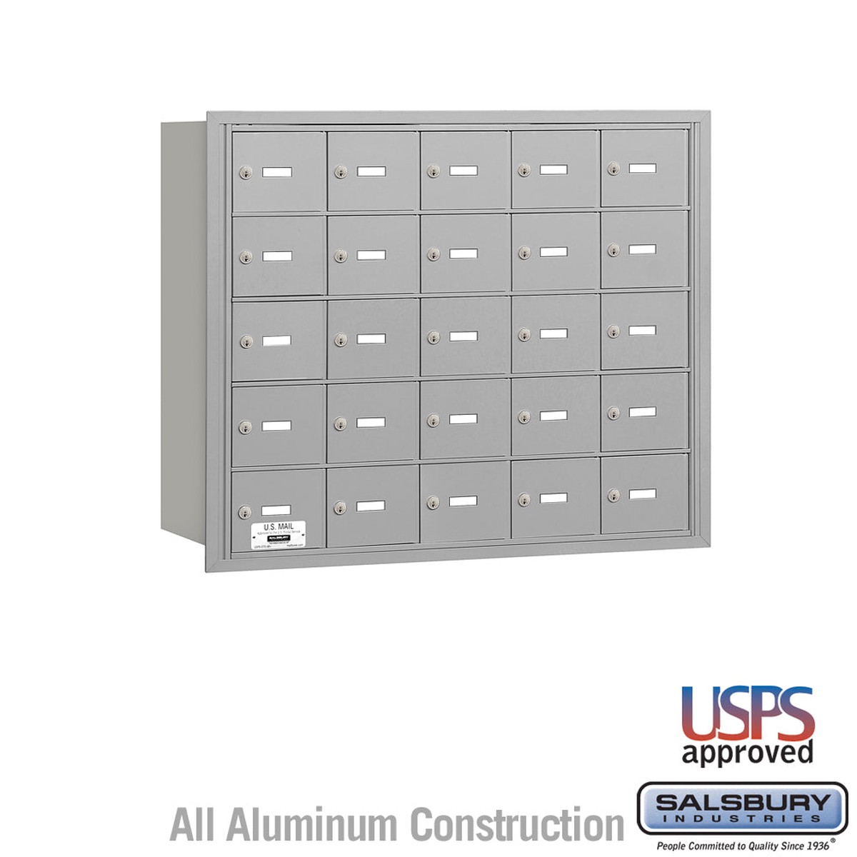 4B+ Horizontal Mailbox with 25 A Doors – Rear Loading – USPS Approved