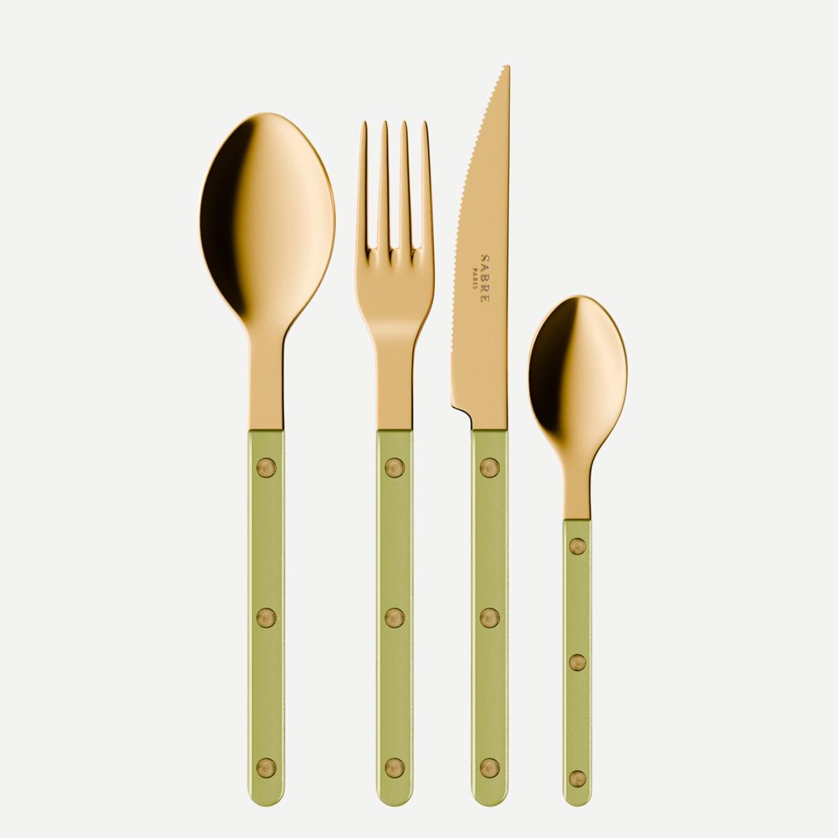 Bistrot Gold color Pearly, Moss – 48 pieces cutlery set