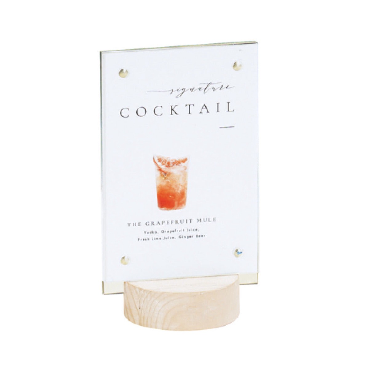 Cal Mil 22801-46-113 4 Inch Sign Holder with Round White-washed Pine Base