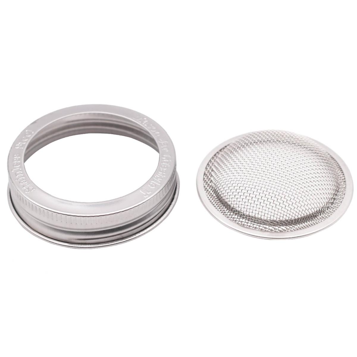 CURVED RUST PROOF SPROUTING LID AND BAND FOR MASON JARS: REGULAR MOUTH WITH JAR