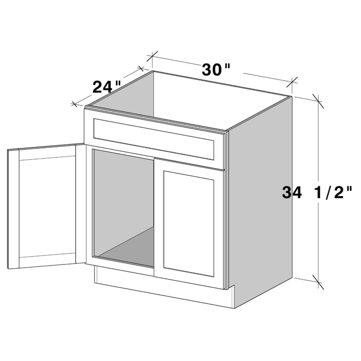 Graphite Shaker Sink Base W30″ X H34.5″ X D24″
