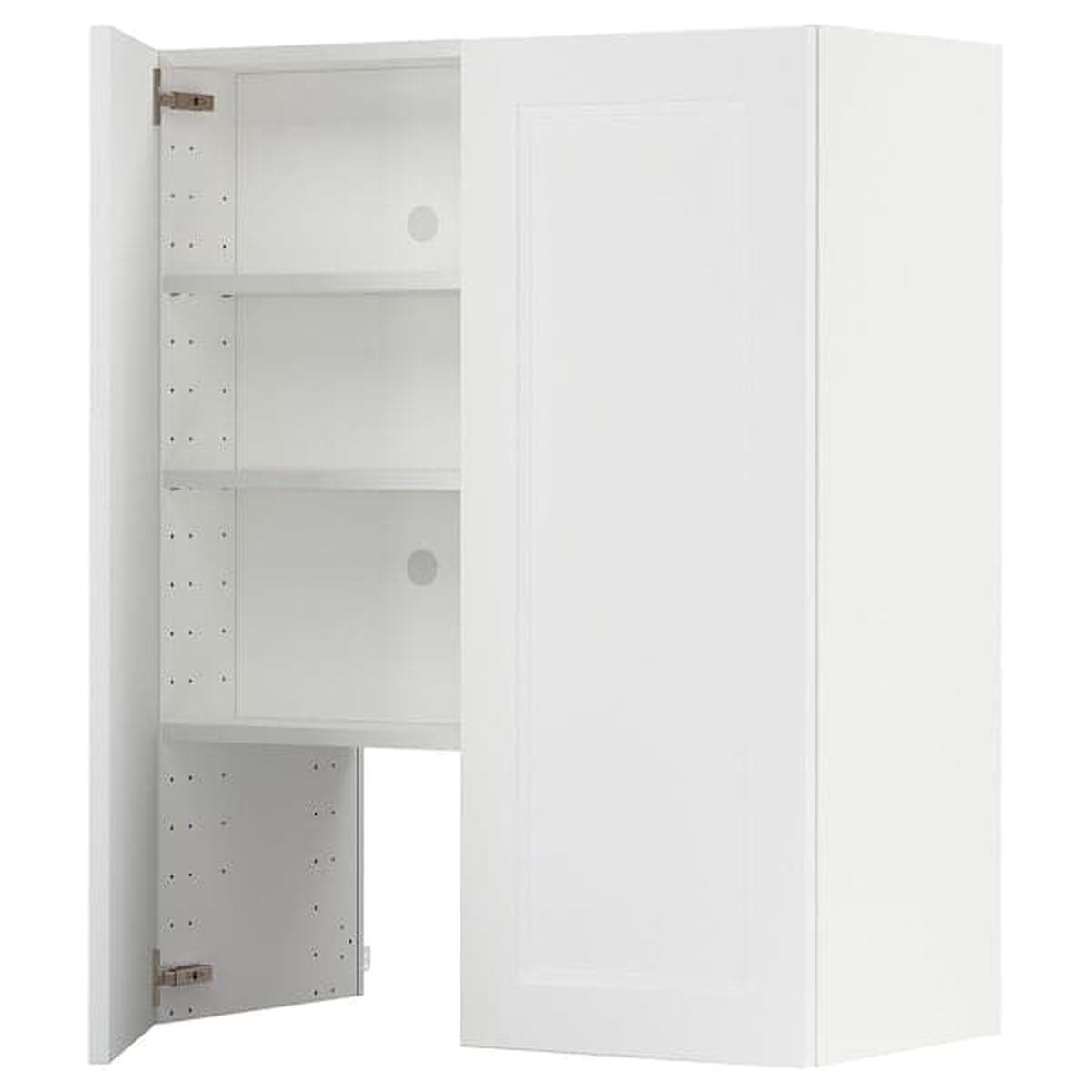 METOD wall cb f extr hood w shlf/door, white/Axstad matt white, 80×100 cm