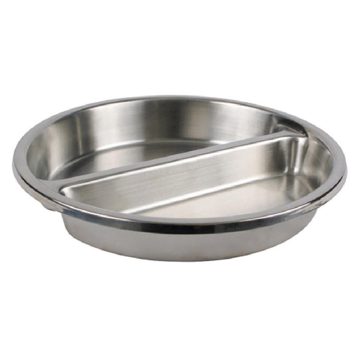 Optional 6 Quart Stainless Steel Divided Round Chafer Food Pan, Winco SPFD-2R