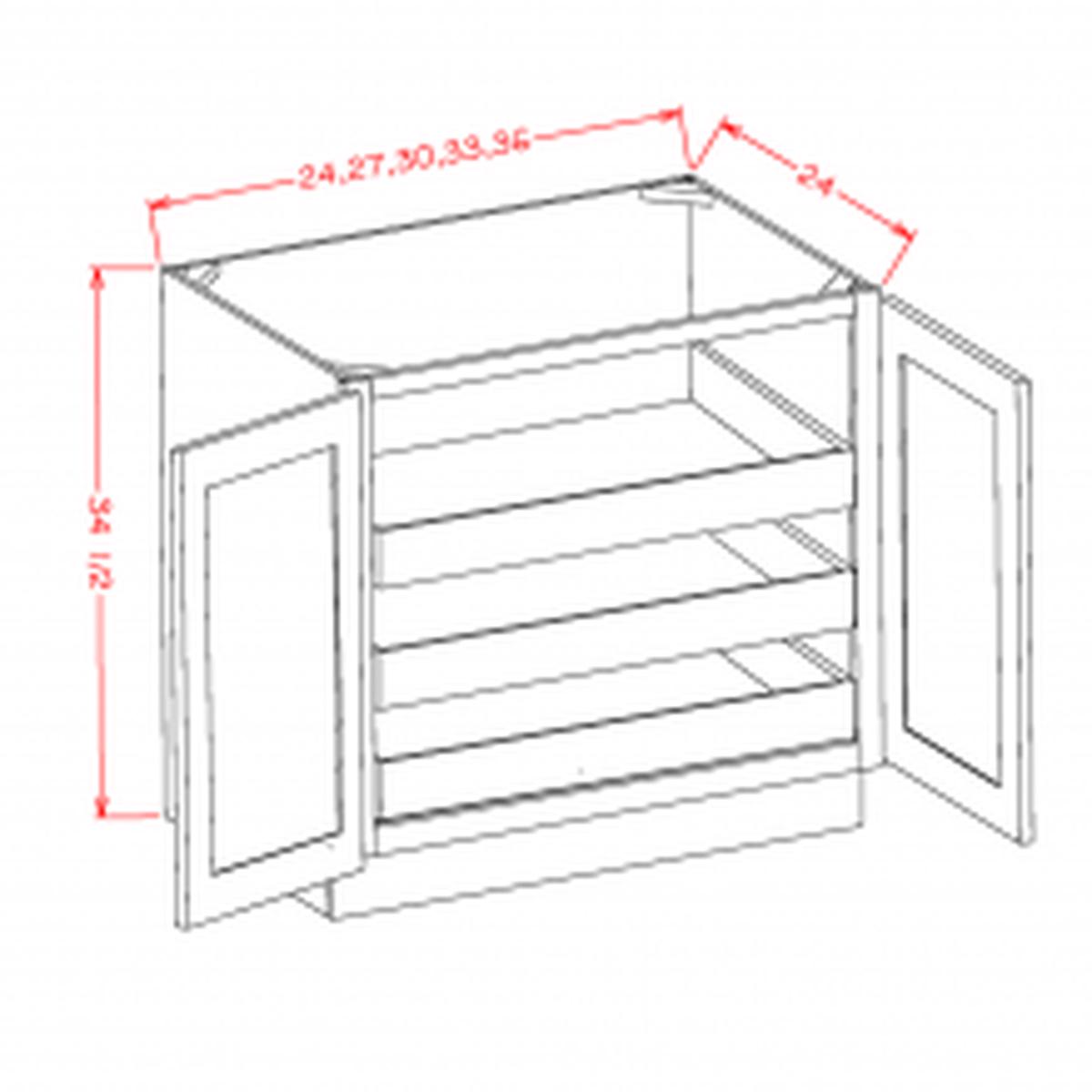 Shaker Honeycomb 30″ Full Height Door Base Cabinet w/ 3 Rollout Shelves Pre-Assembled