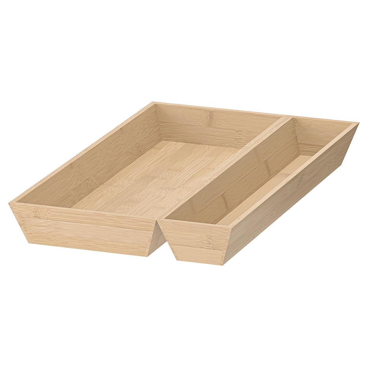 UPPDATERA utensil tray, 2-piece, bamboo, 30×50 cm
