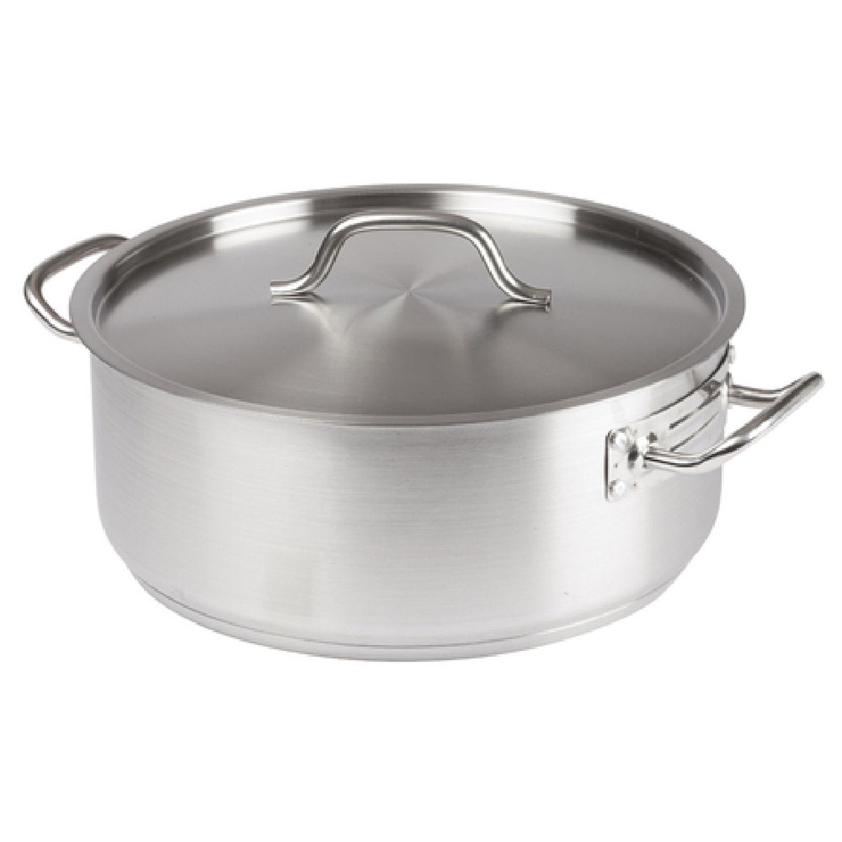 Winco SSLB-10 10 Quart Brazier Pan with Cover Tri-ply Stainless Steel Induction Ready