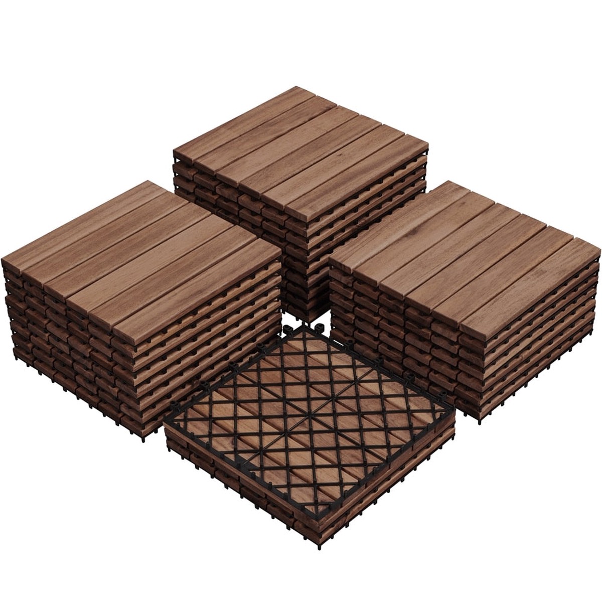 Yaheetech 12.5-in W 27-Brown Interlocking Flooring Tiles