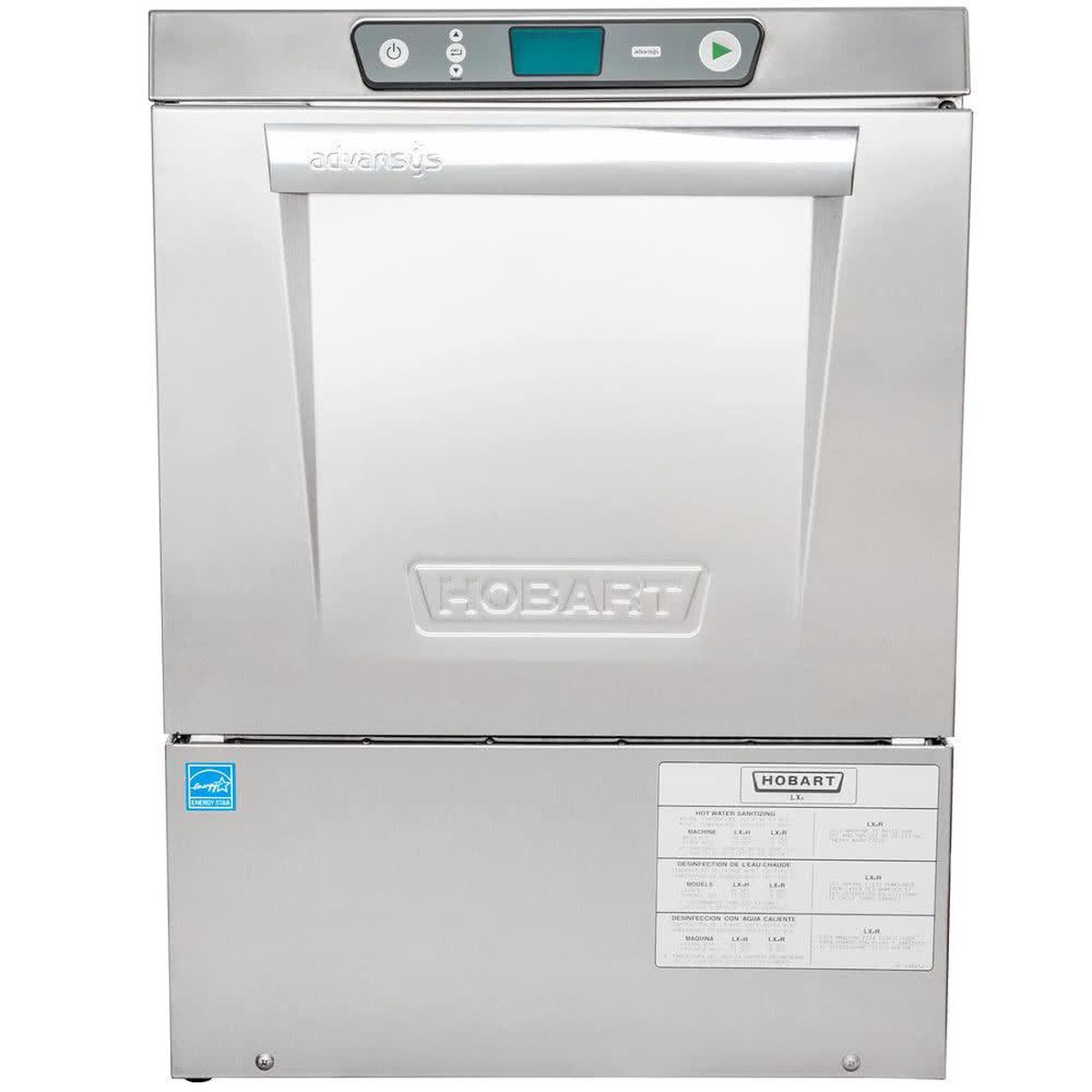 Hobart LXeR-30 Advansys Hot Water Sanitizing Undercounter Dishwasher with 30 amp Breaker – 120/208V