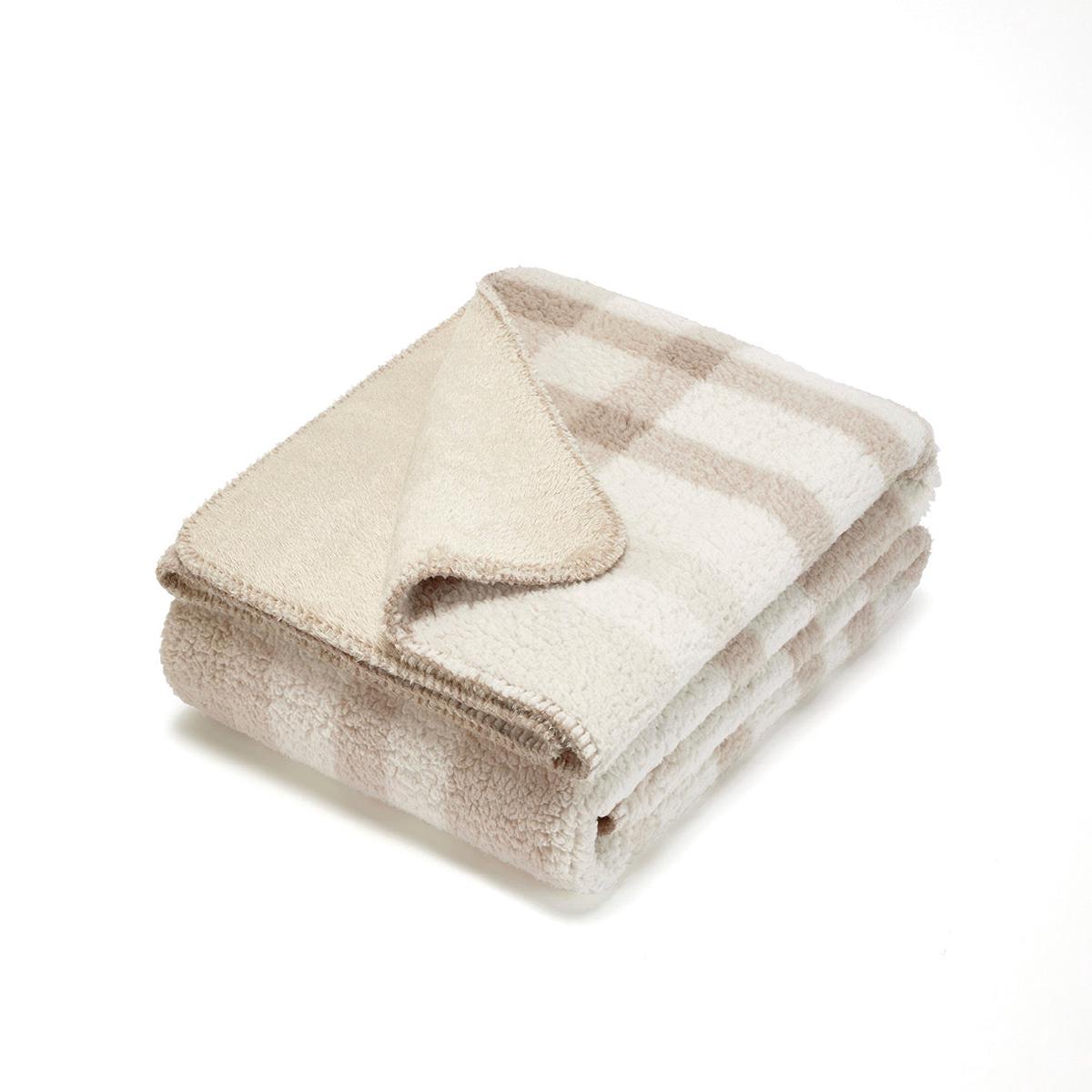 Maxi fleece plaid – Tartan Beige/Taupe: 150 x 200 cm