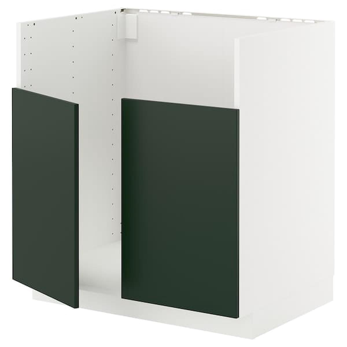 METOD base cab f TALLSJN sink, white/Havstorp deep green, 80×60 cm
