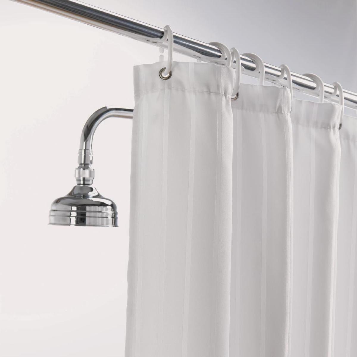 Mitre Luxury Satin Stripe Shower Curtain White 1780mm – GW413