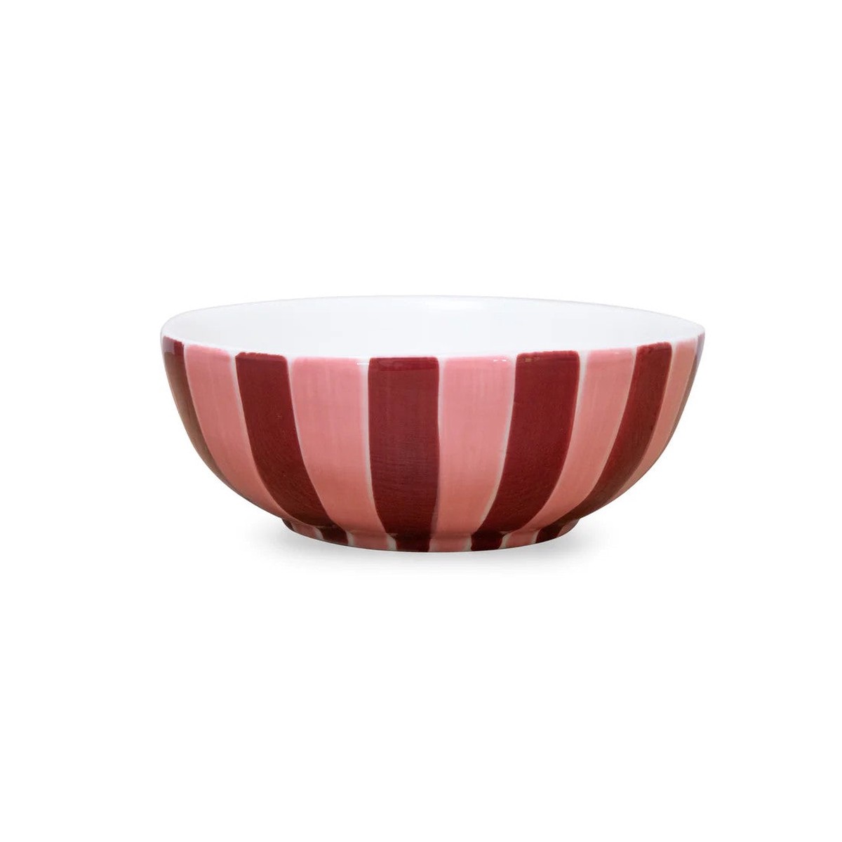 Noss & Co Medium Bowl – Pink & Burgundy Stripe