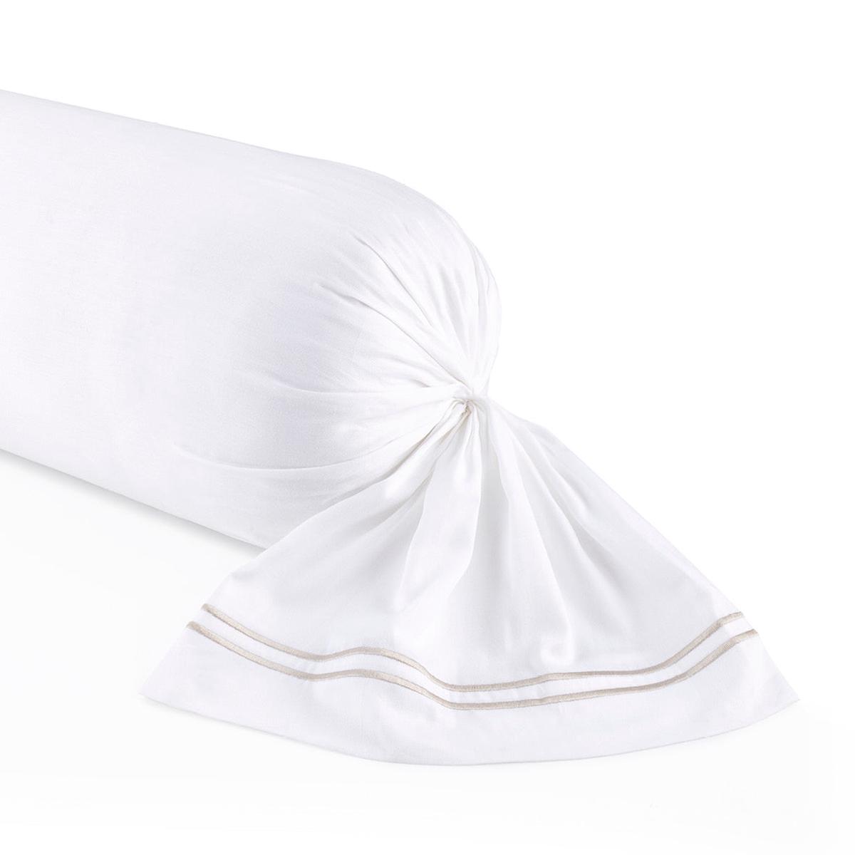 Pillowcase(s) cotton satin – Paris Taupe / White – 43 x 210 cm