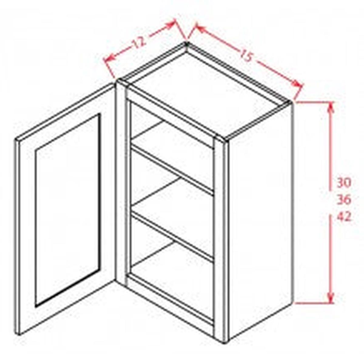 Shaker Black 15″ W x 30″ H Wall Glass Door Cabinet with Finished Interior Pre-Assembled – Glass not Included