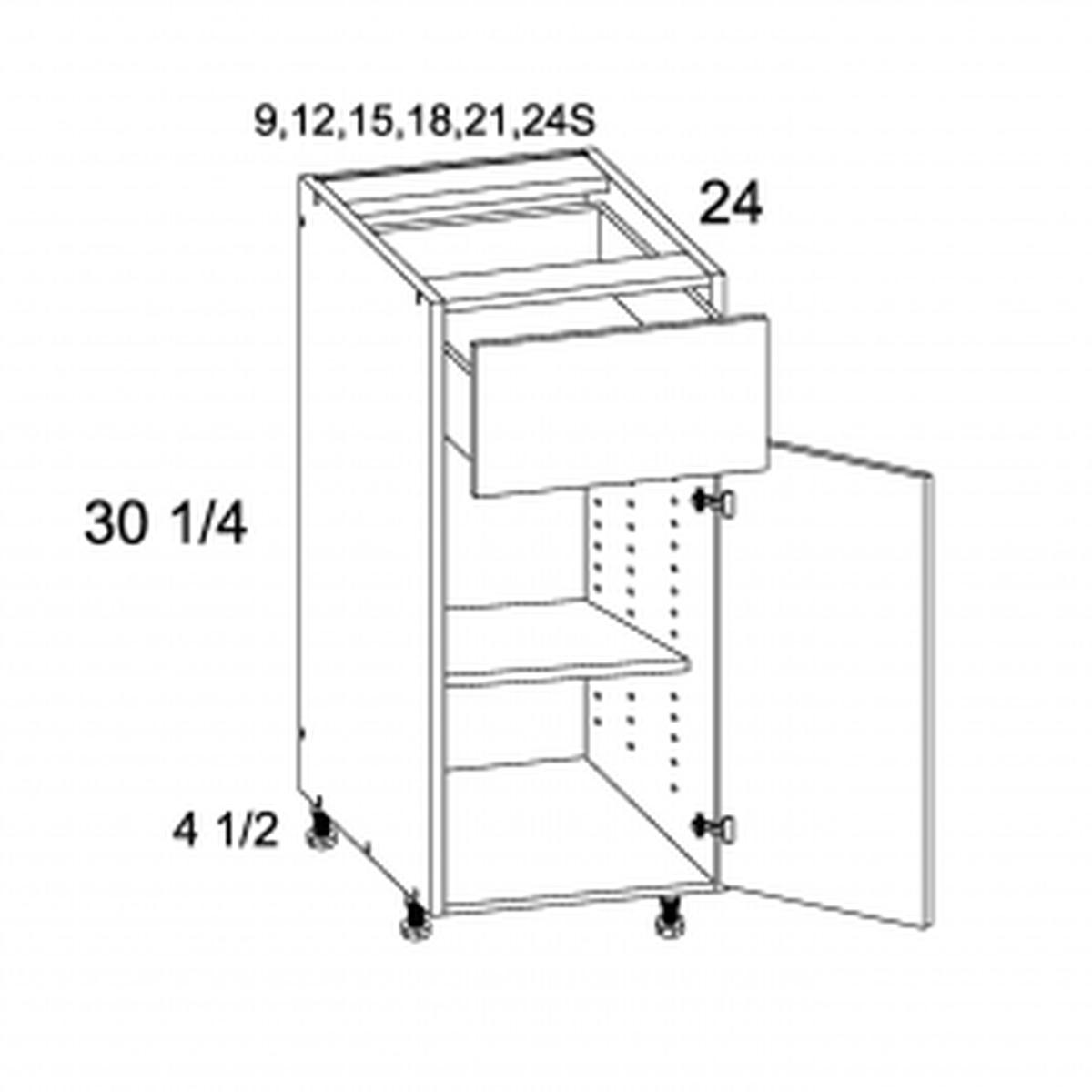 Torino Dark Wood 21″ W One Drawer One Door Base