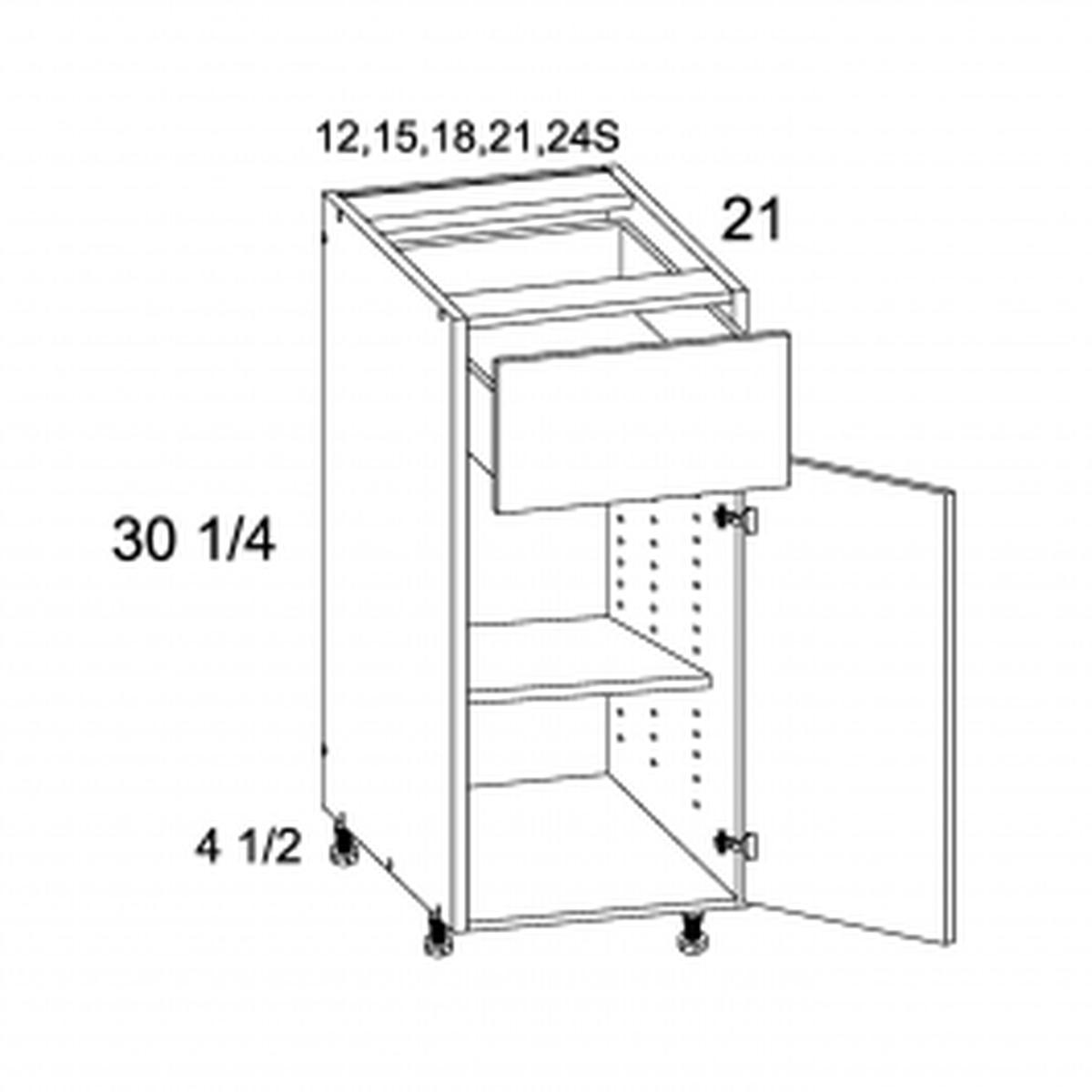 Torino Grey Wood 18″ One Drawer One Door Vanity Base Pre-Assembled