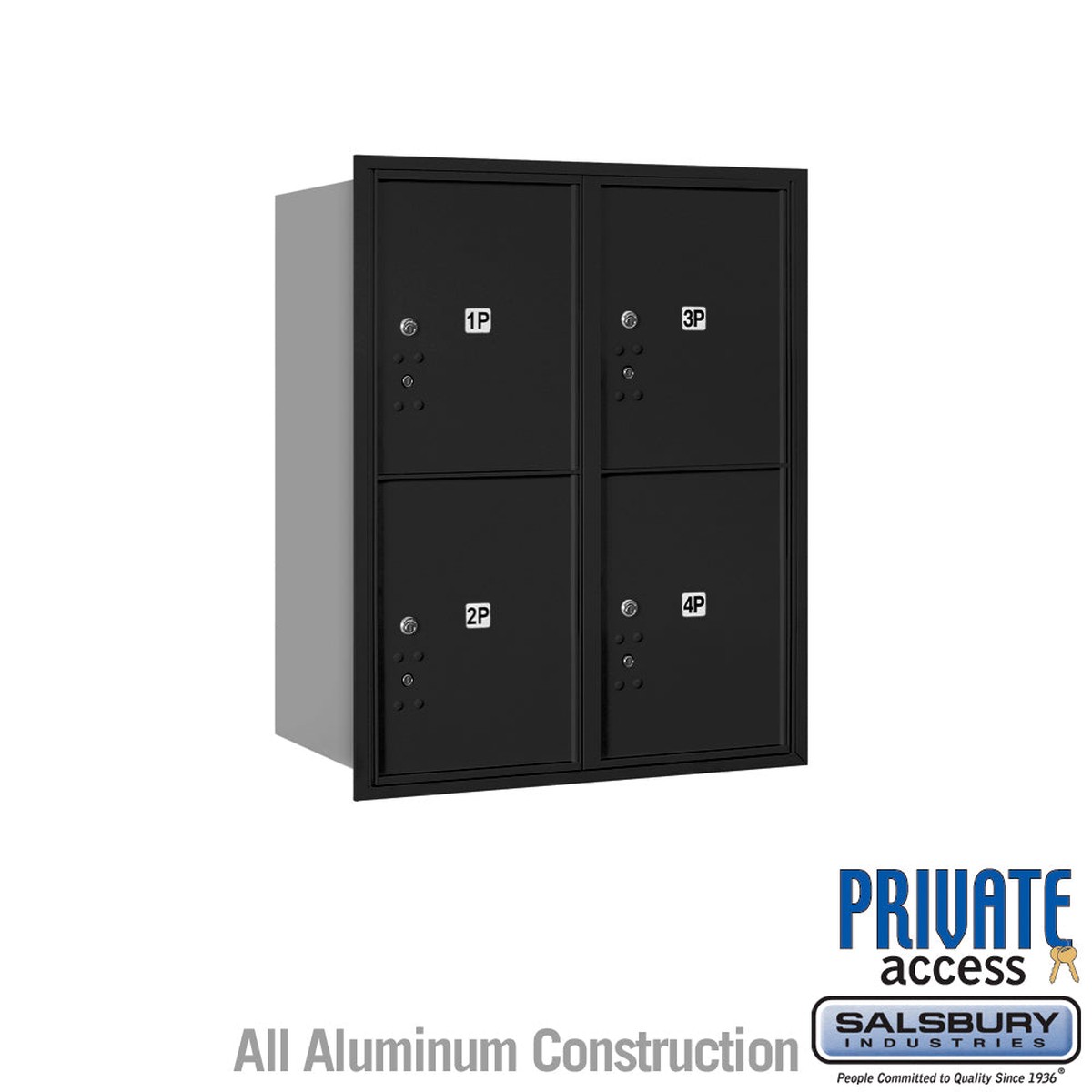 10-Door High Recessed Mounted Parcel Locker with Private Access - Rear Loading