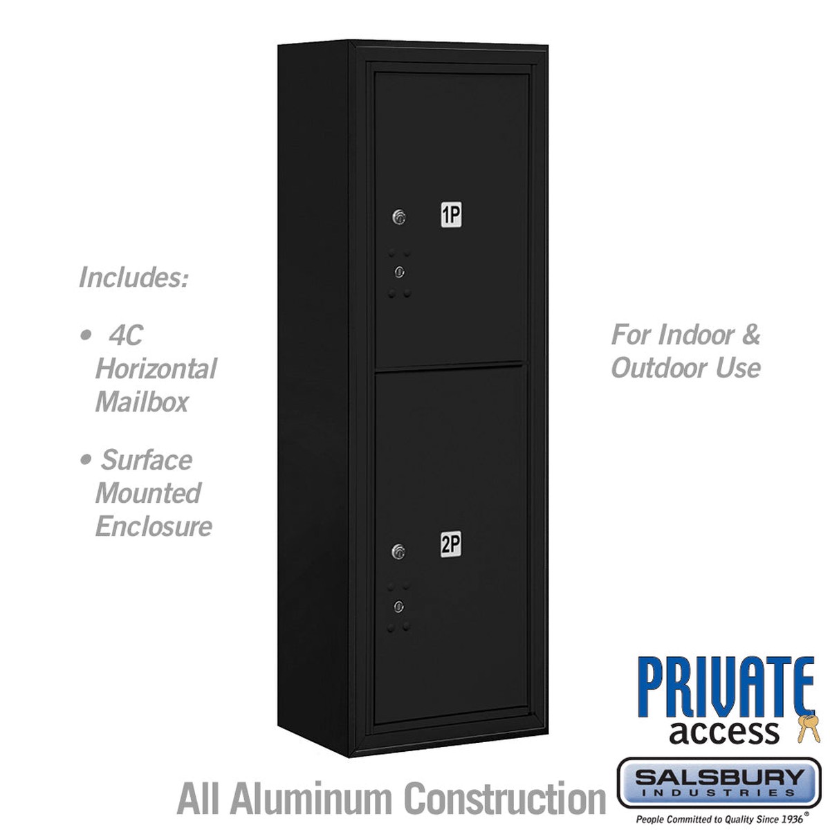 11-Door Surface Mounted Parcel Locker with 2 Parcel Lockers in Black for Private Access