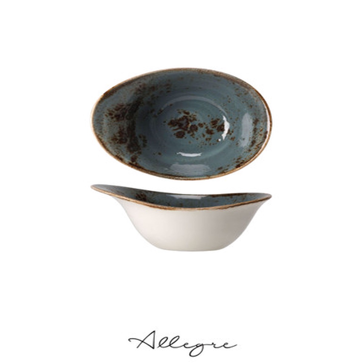 118 ml Ovalish Dipping Bowl for Sauces and Dips 5 in. - Speckled Blue