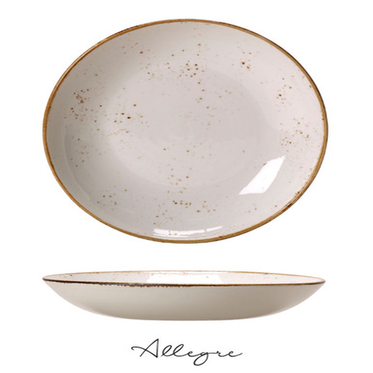 11.5 in. Shallow Serving Dish for 5 to 8 Persons 1.8 L - Speckled White