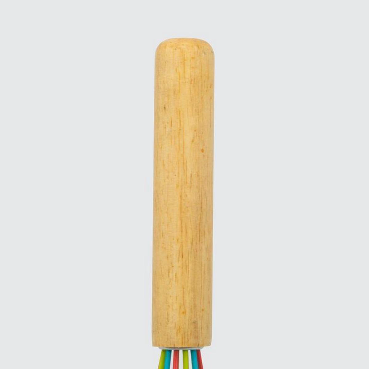 10 in Silicone Tri-Color Whisk with Wooden Handle