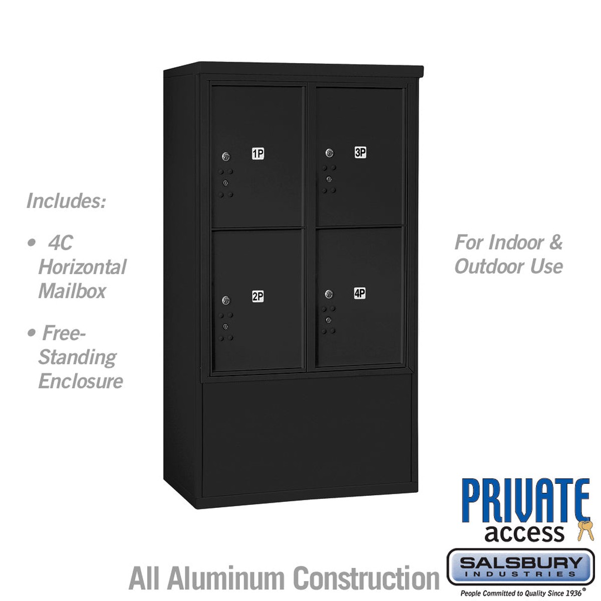 10 Door High Free-Standing Parcel Locker with 4 Parcel Lockers in Black for Private Access