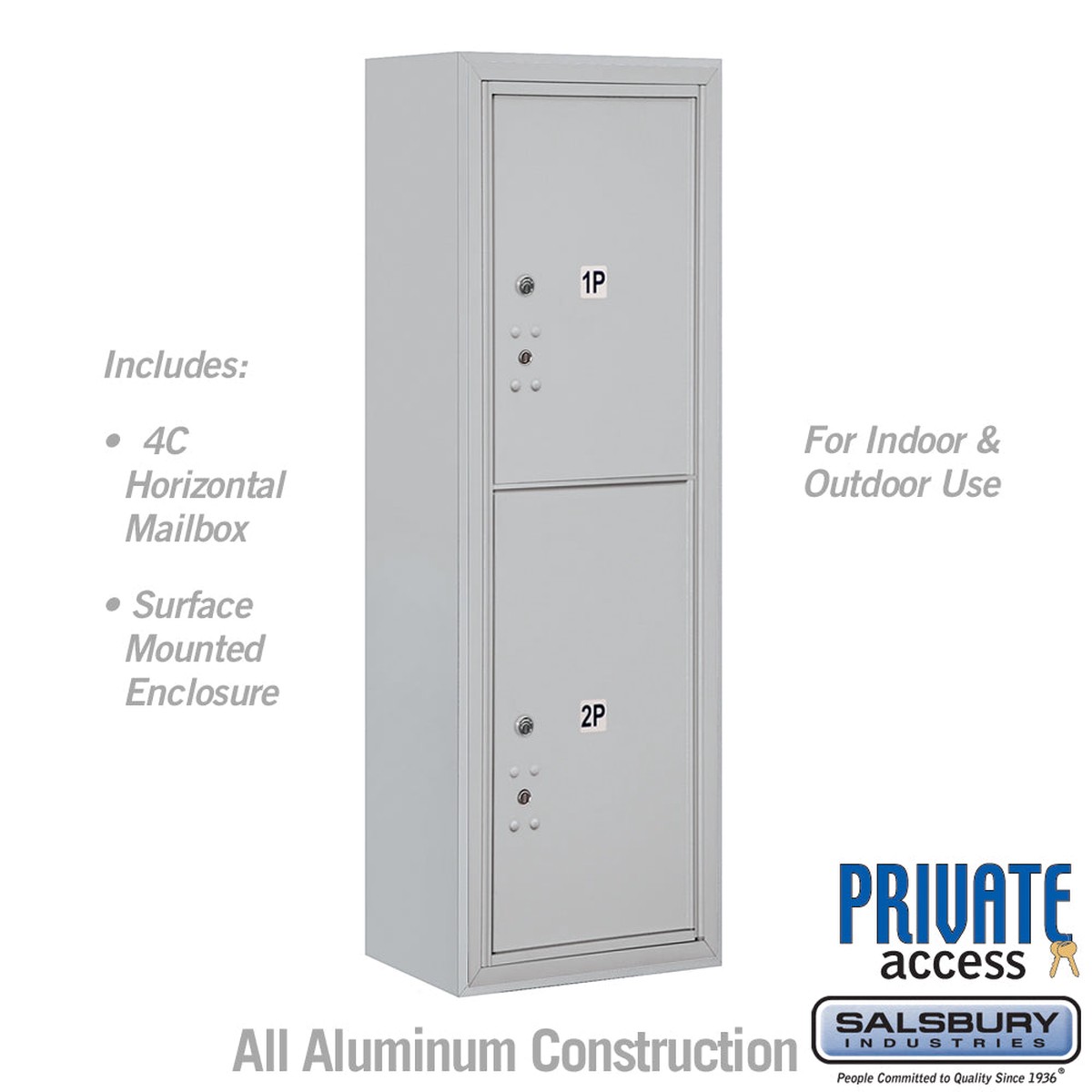 11-Door High Surface Mounted Parcel Locker with 2 Parcel Lockers in Aluminum for Private Access