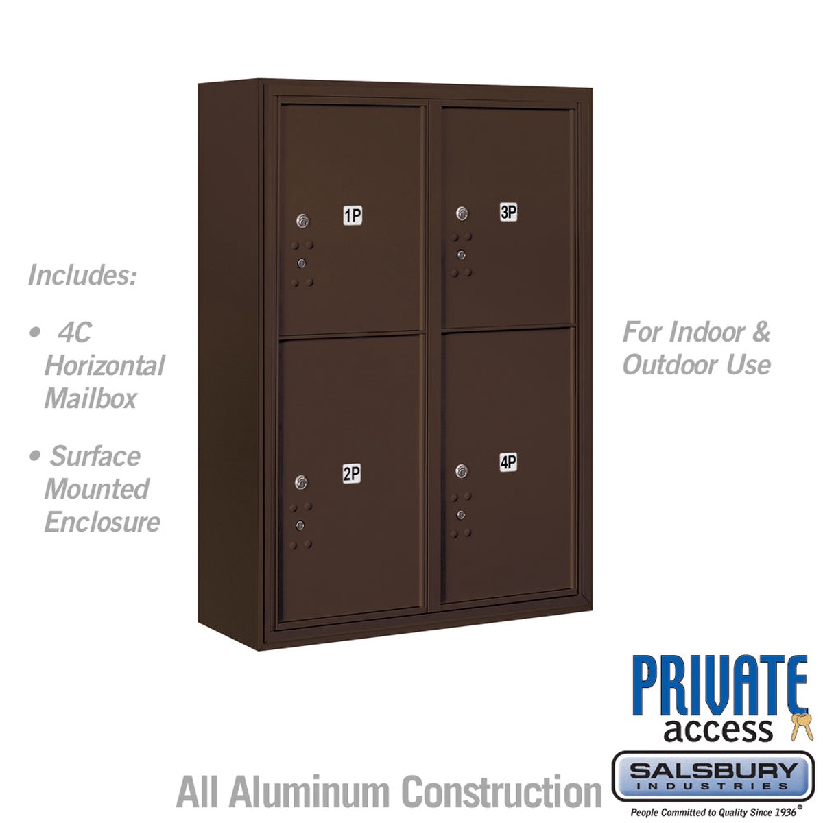 11-Door Surface Mounted Parcel Locker with 4 Parcel Lockers in Bronze