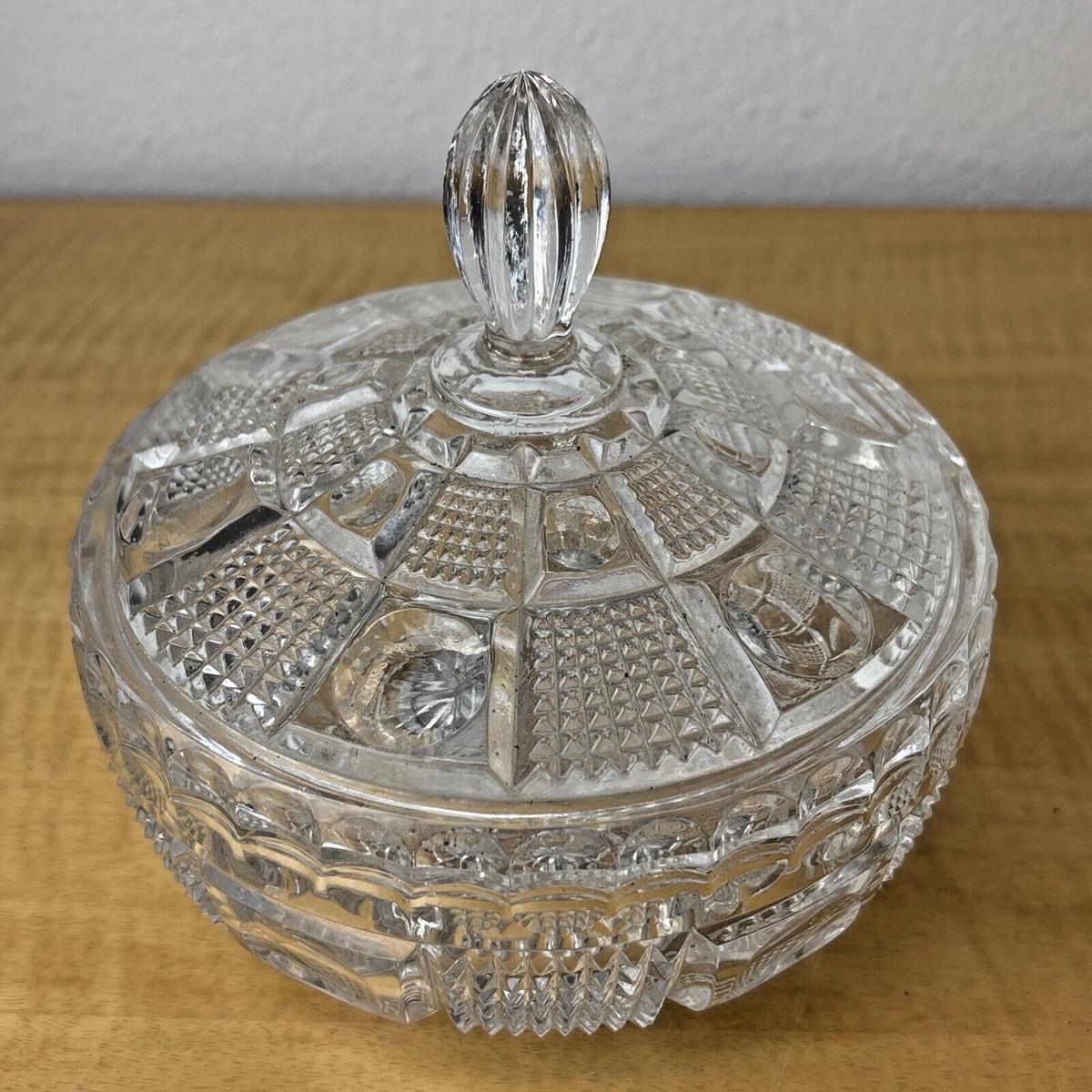 Vintage Crystal Candy Dish W/ Lid