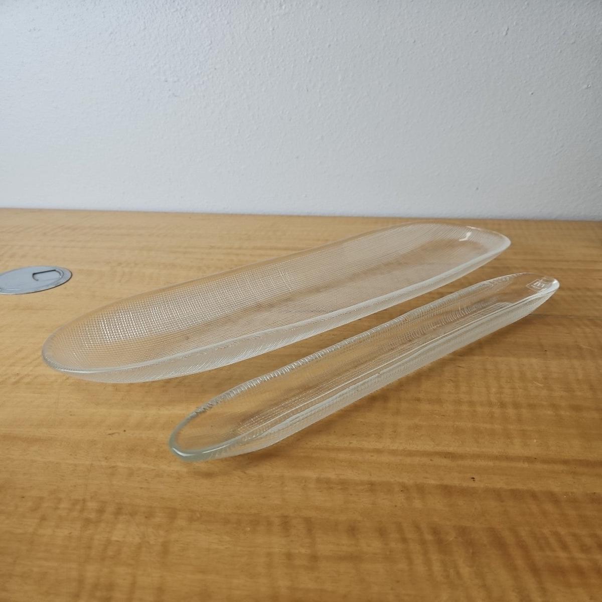 IVV ITALY Glass serving dishes- Olive Boat Tray 13.5" and 16.5" SET of 2