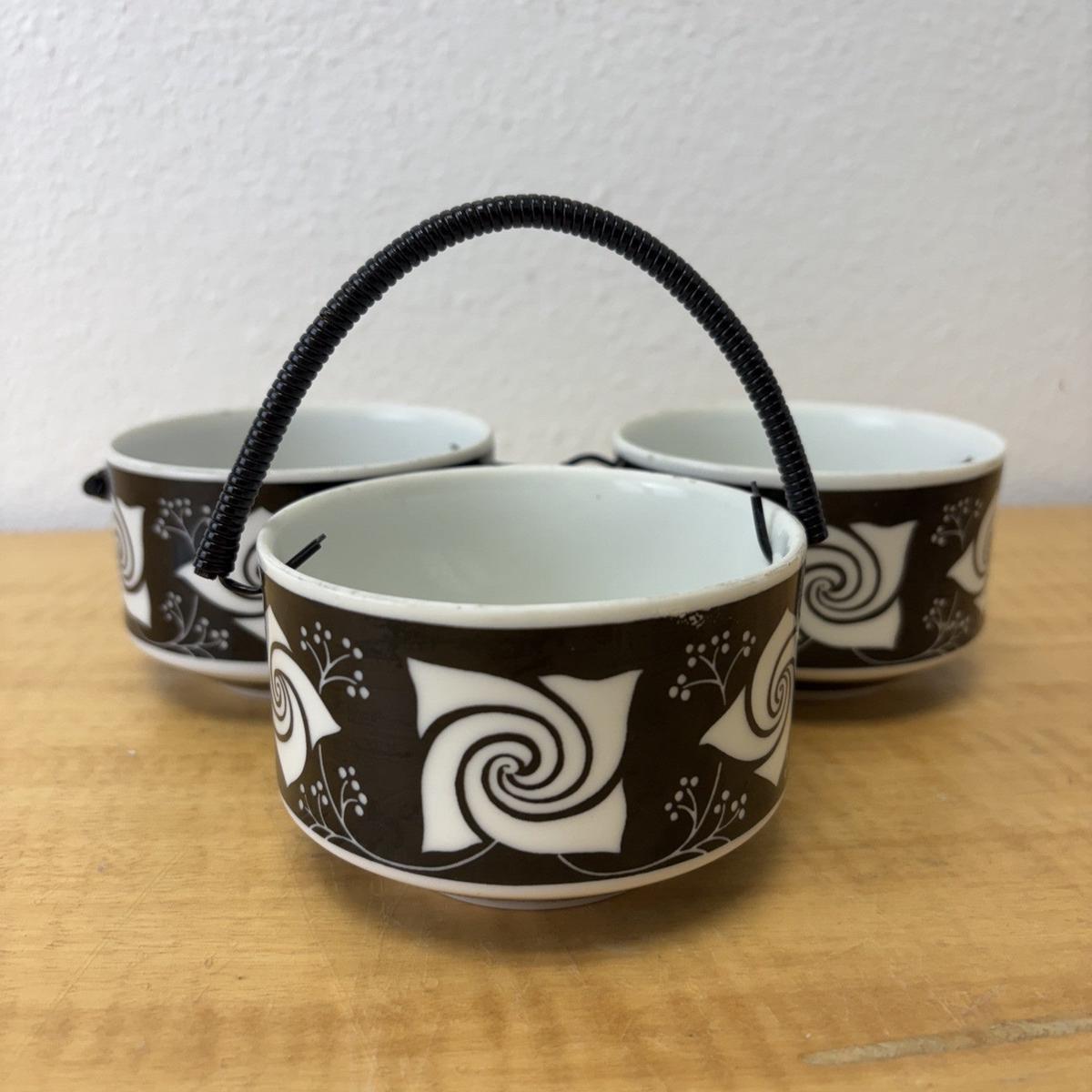 Pacesetter Nasco Japan Vintage Candy / Condiment Dishes with Handles Set of 3