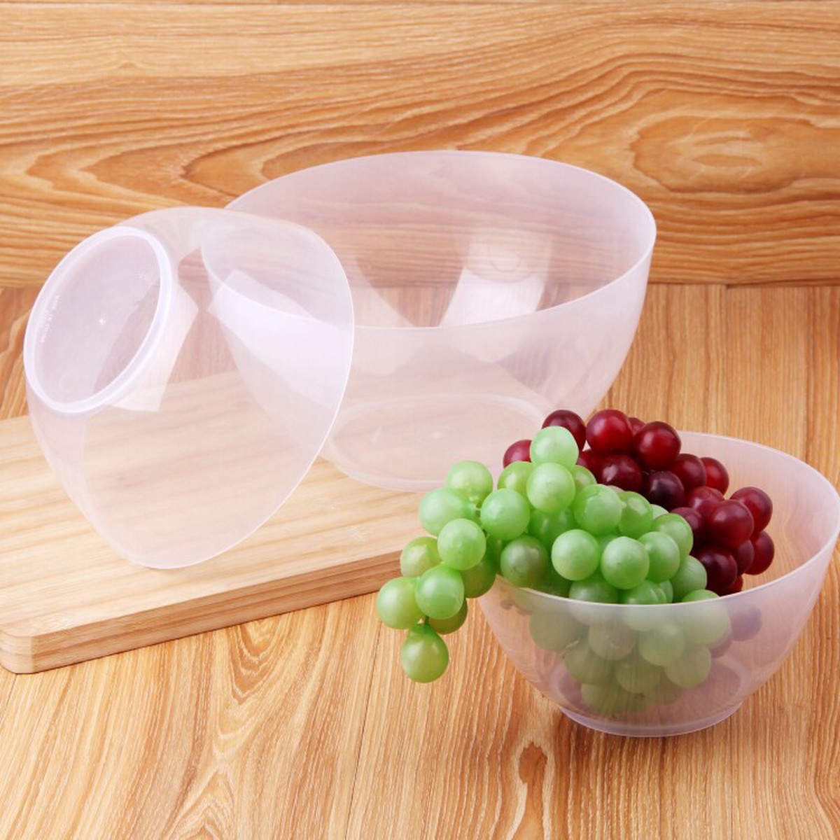 [Large Transparent Plastic Bowl] Home Dessert Fruit Salad Bowl Mixing Bowl Soup Bowl Instant Noodle Bowl Rice Bowl Fruit Plate