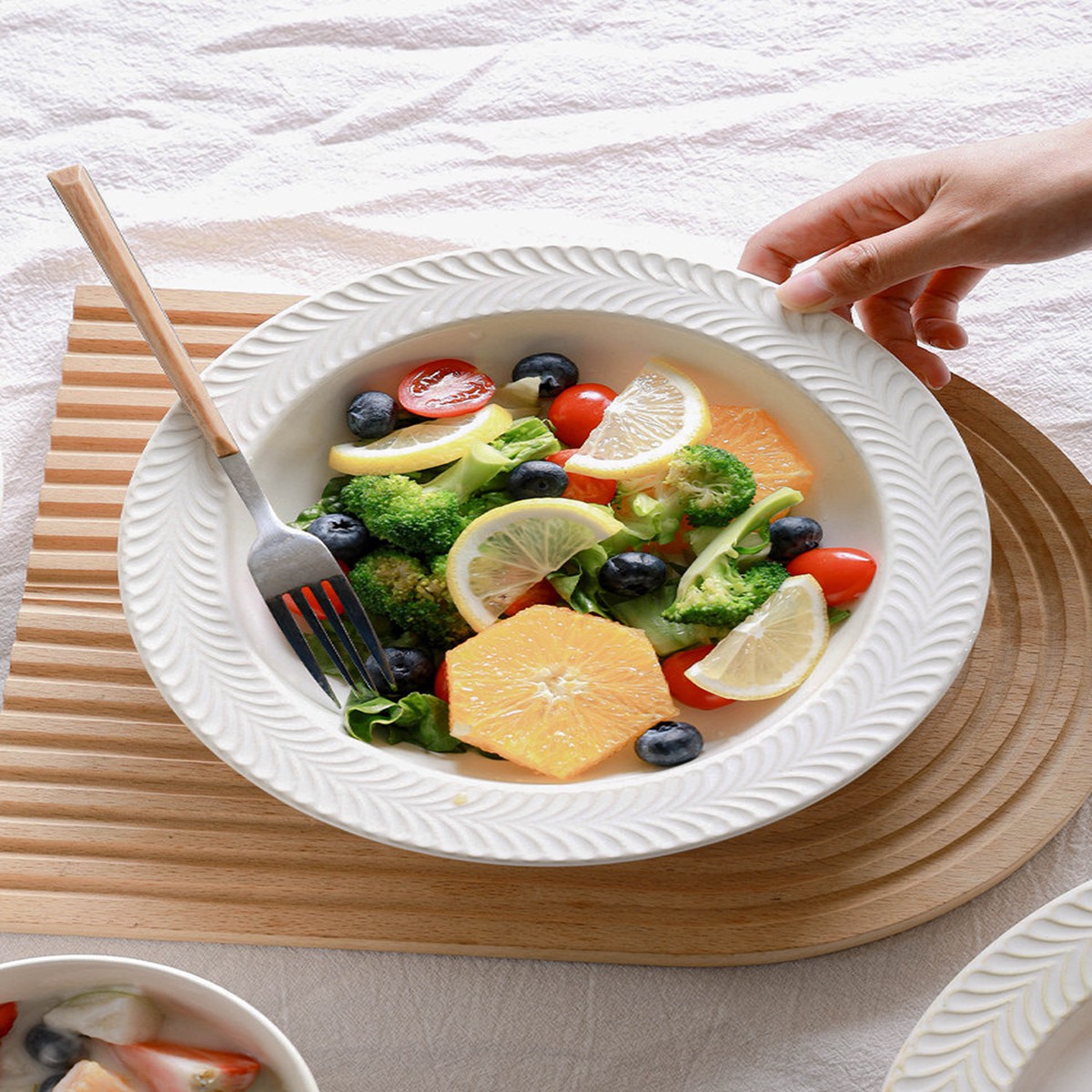 [Wheat series] embossed ceramic bowls and plates, retro rice bowls, dinner plates, ins steak western dinner plates with slight flaws