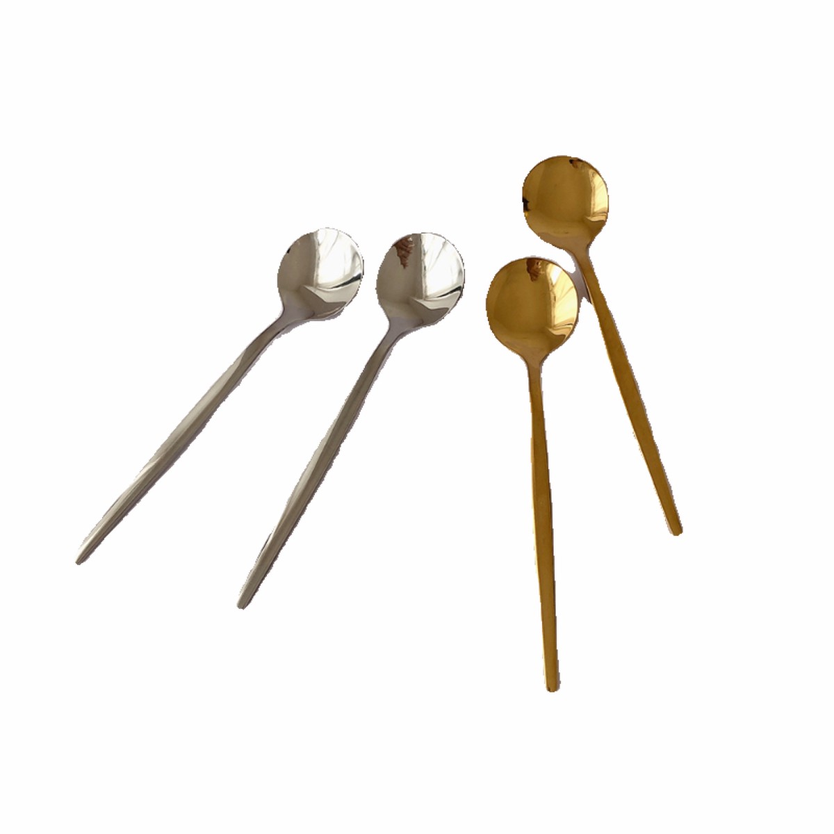 (High quality) Stainless steel coffee spoon cute and exquisite dessert cake spoon stirring milk tea European style round head small spoon