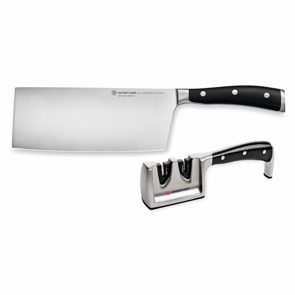 Classic Ikon 2-Piece Chinese Chef's Knife and Sharpener Set