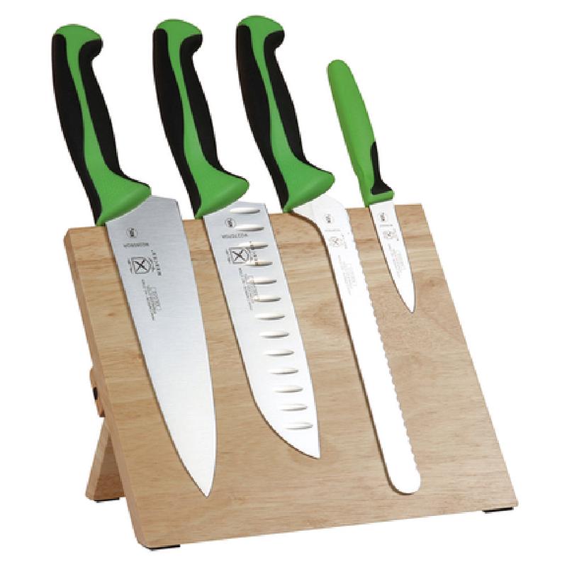 Mercer Culinary M21980GR Magnetic Board Set 12 Inch Rubberwood with 4 Knives