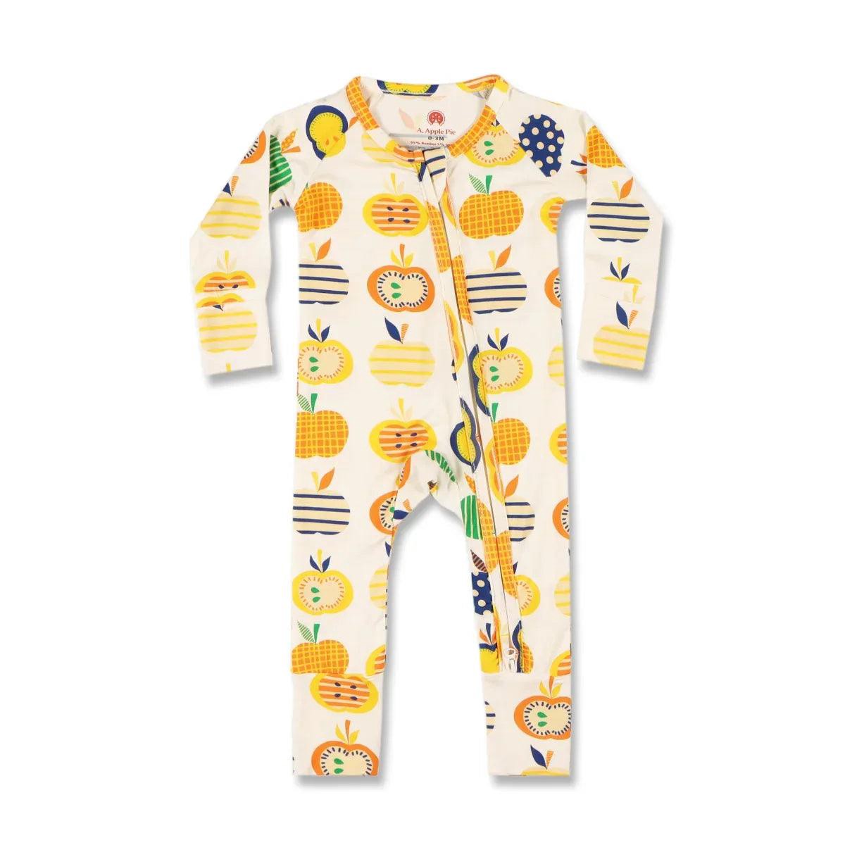 A Apple Pie Bamboo Baby Zip Long Sleeve Romper 8211 Apple Farm (4 Sizes)