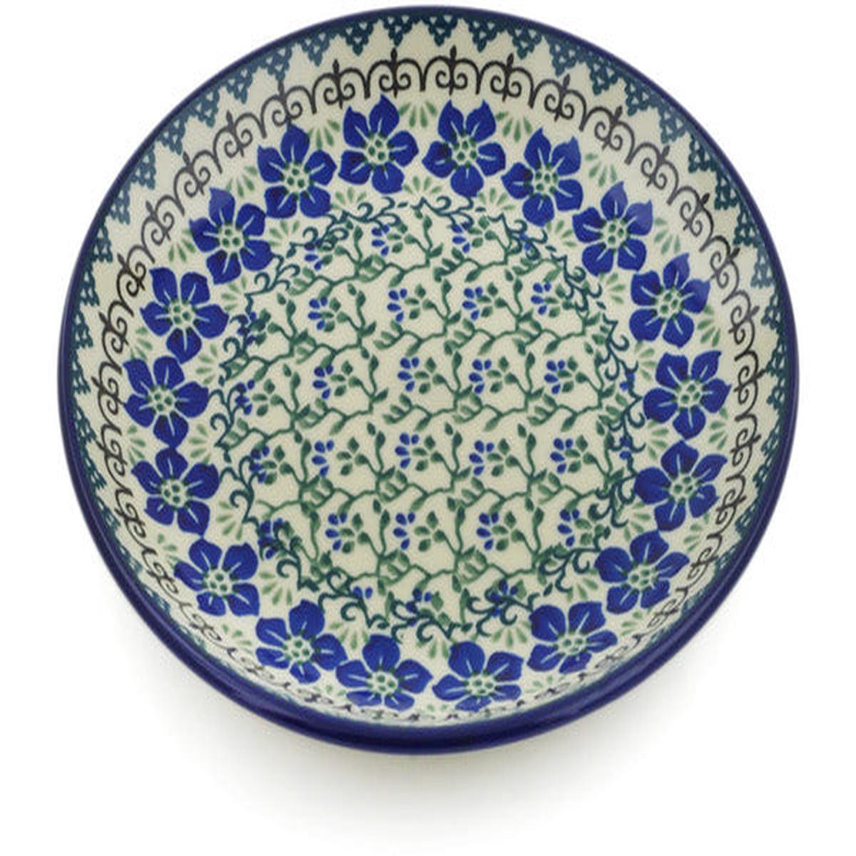 Polish Pottery Dessert Plate Blue Dogwood