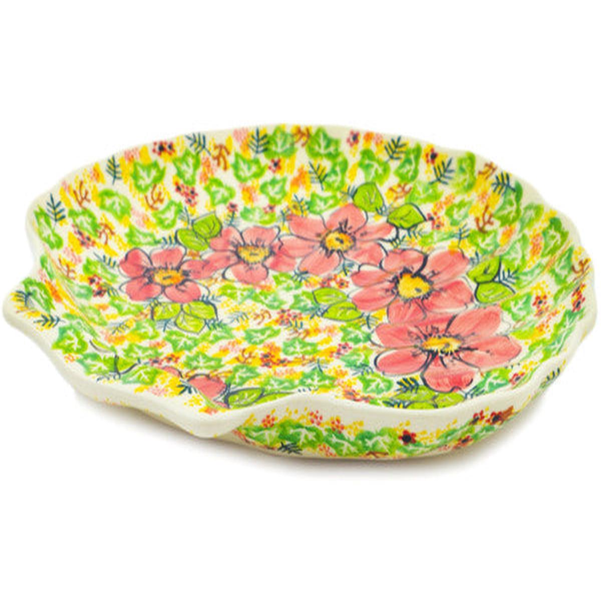11" Fluted Shell Shaped Platter 11" Wild Peonies Theme UNIKAT